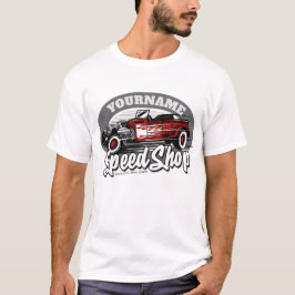 Anpassad NAMN Rockabilly Roadster Speed Shop Garag T Shirt