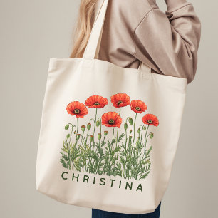 Anpassad namn shoppingväska blommig present till h tygkasse