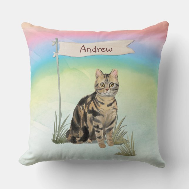Anpassad Namn Tabby Katt Husdkudde Kudde (Framsida)