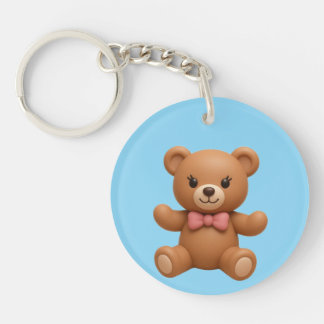 Anpassad Namn Teddy och Krans Dubbelsidig Nyckelri