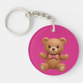 Anpassad Namn Teddy och Krans Dubbelsidig Nyckelri