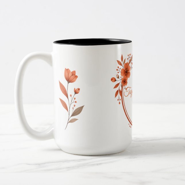 Anpassad Namn Terrakotta Blommig Par Gåva Mugg Kop (Vänster)