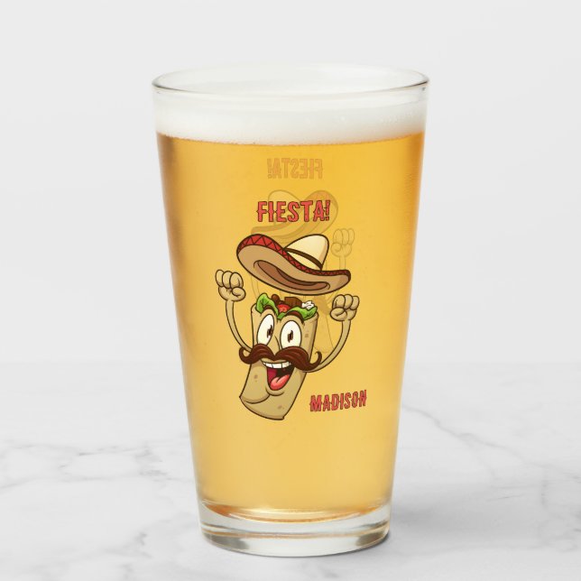 Anpassad Namn & Text Mexikansk Fiesta Glaskopp (Baksida fylld)