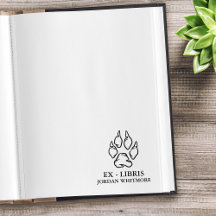 Anpassad namn till ex libris med vargfotsavtryck