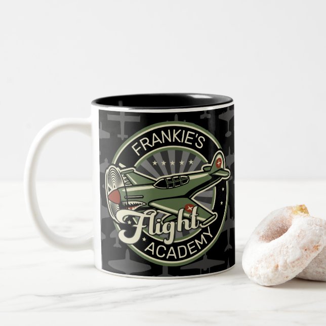 Anpassad NAMN WWII Militär Jakt Krigsplan Retro Två-Tonad Mugg (Med munk)