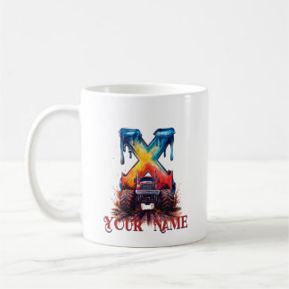 Anpassad Namn 'X' Lera Splatter Monstrous Lastbil Kaffemugg