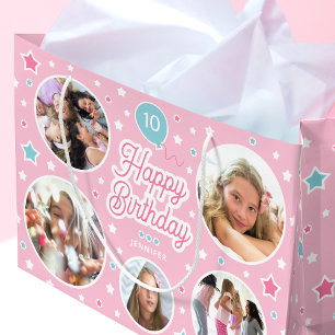 Anpassad namnålder Foto Collage Birthday Stars Ros