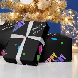 Anpassad namnålder Guld Back Grattis på födelsedag Presentpapper