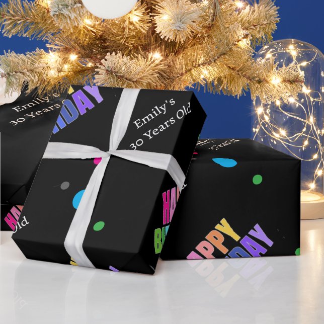 Anpassad namnålder Guld Back Grattis på födelsedag Presentpapper (Helgdagar)