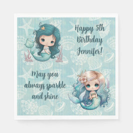 Anpassad namnåldersinställning Sjöjungfru födelsed Pappersservett