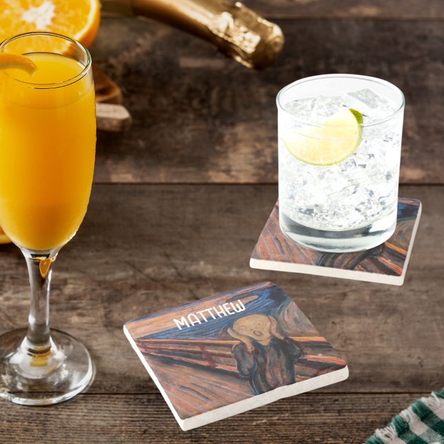 Anpassad namnblå orange Skräm Stenunderlägg (Skapare uppladdad)