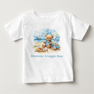 Anpassad namnblått Nalle Baby-leverans T Shirt