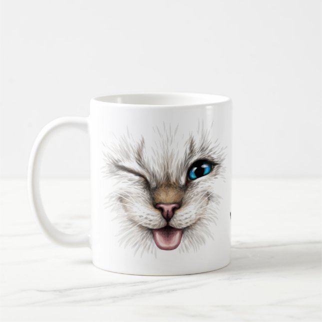 Anpassad namnblinkande katt kaffemugg (Vänster)