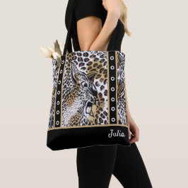 Anpassad namnChic Snyggt Brown Black White Leopard Tygkasse