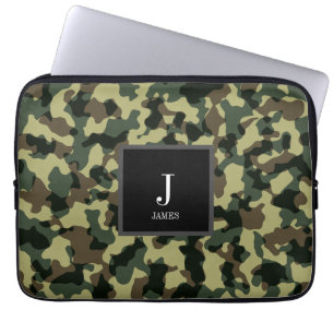 Anpassad namnenhet för grönt Camo Laptop Fodral