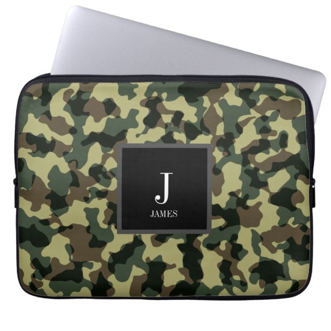 Anpassad namnenhet för grönt Camo Laptop Fodral (Framsidan)