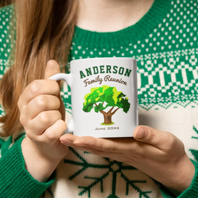 Anpassad namnfamilj för grönt Träd Kaffemugg (Skapare uppladdad)