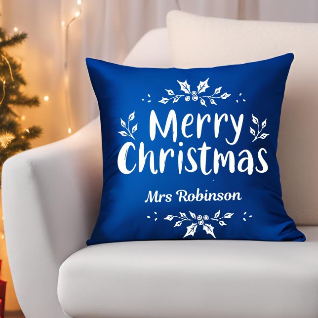Anpassad namnfamilj för modernt skript God jul Kudde (Skapare uppladdad)