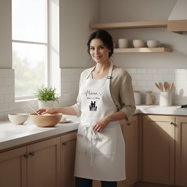 Anpassad namnfamilj Silhouette Gift för Mamma Förkläde (Skapare uppladdad)