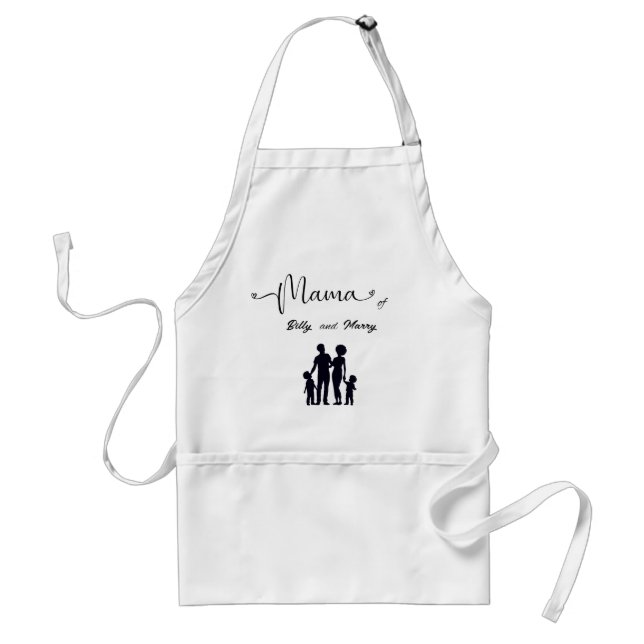 Anpassad namnfamilj Silhouette Gift för Mamma Förkläde (Framsidan)