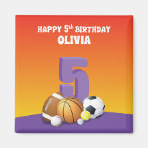 Anpassad namnflicka 5:e födelsedagsdagen Sports Bo