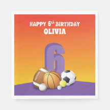 Anpassad namnflicka 6e Birthday Sports Bollar