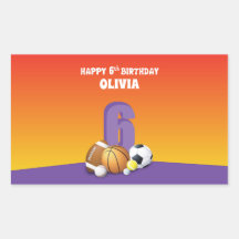 Anpassad namnflicka 6e Birthday Sports Bollar