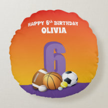 Anpassad namnflicka 6e Birthday Sports Bollar