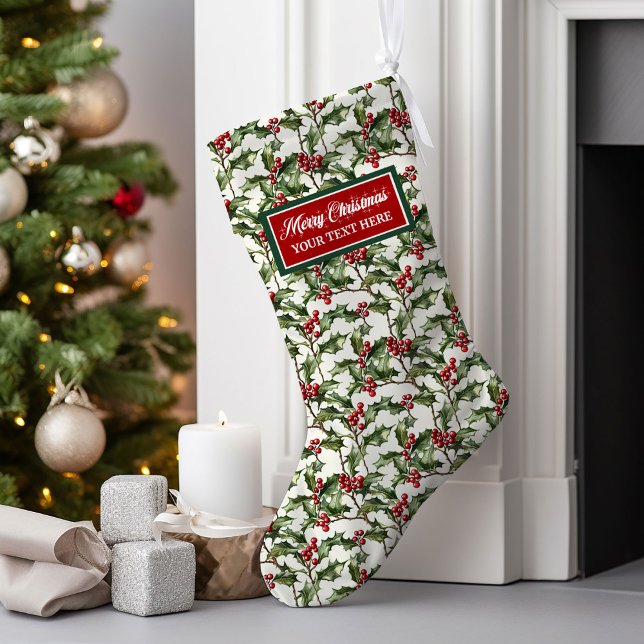 Anpassad namngåva för vattenfärg - julklapp stor julstrumpa (Watercolor Christmas Stocking Custom Name Gift)