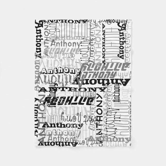 Anpassad namninsamling för personlig Grått-skuggor Fleecefilt (Framsidan)