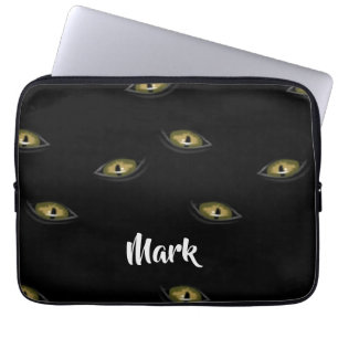 Anpassad namnkatt ögon på svart laptop fodral
