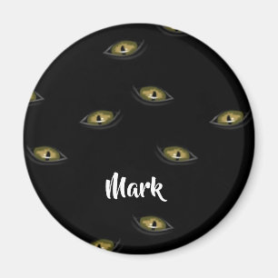 Anpassad namnkatts öga på svart magnet