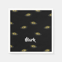 Anpassad namnkatts öga på svart pappersservett