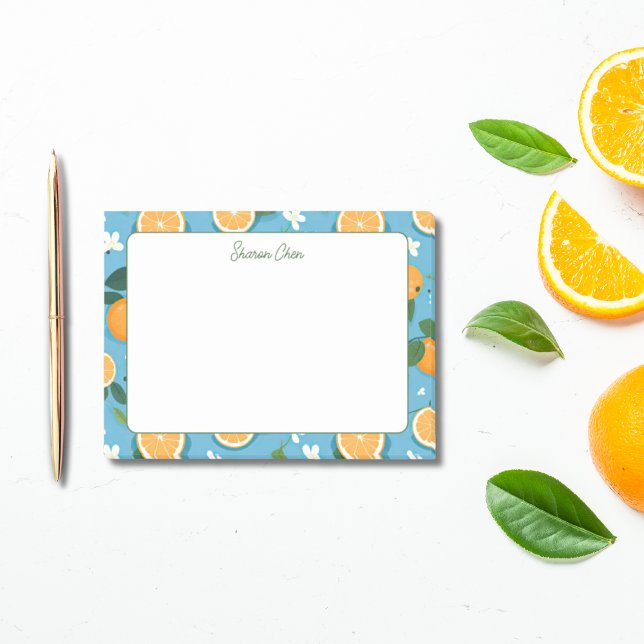 Anpassad namnmall för sommarOrangar Post-it Block (Summer Oranges Custom Name Stationery Post-it Notes)