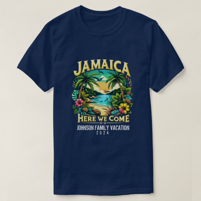 Anpassad namnmatchning för Jamaica Vacation-årskon T Shirt (Design framsida)