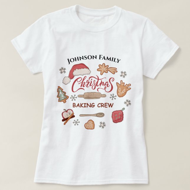Anpassad namnmatchning för Julbaking-besättningsgr T Shirt (Design framsida)