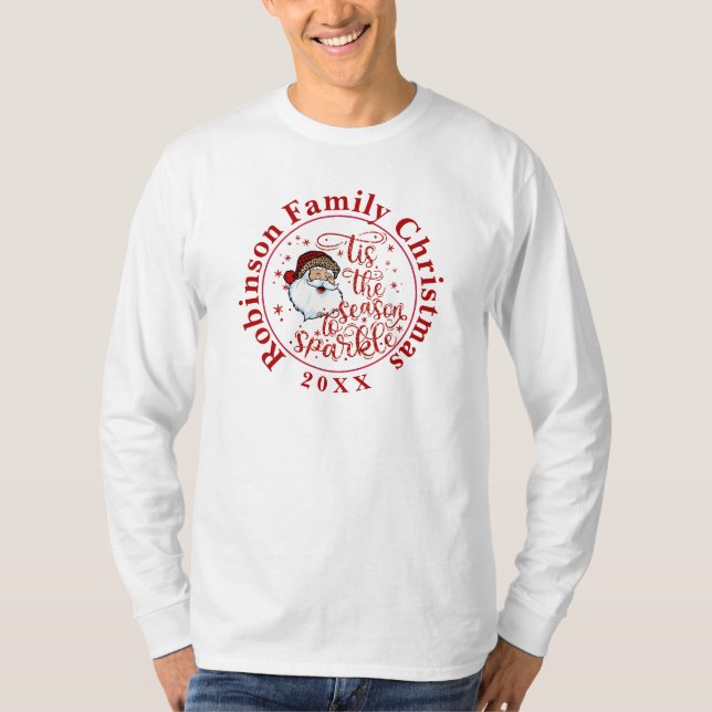 Anpassad namnmatchning för jultomten i familjen t shirt (Framsida)