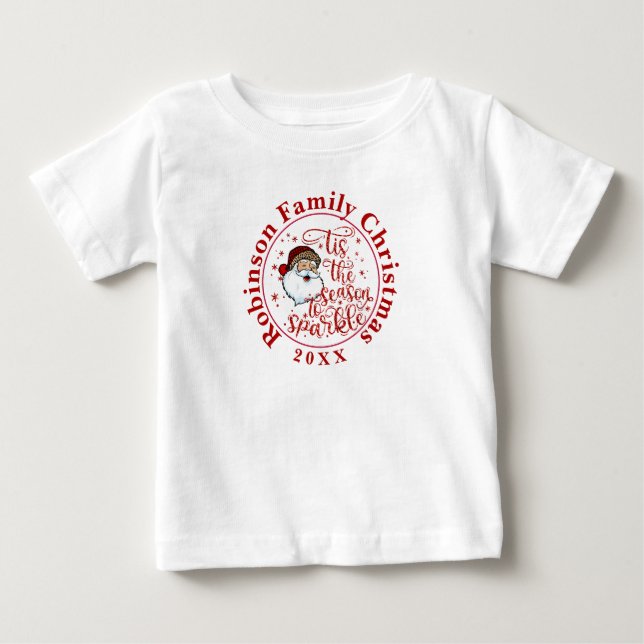 Anpassad namnmatchning för jultomten i familjen t shirt (Framsida)
