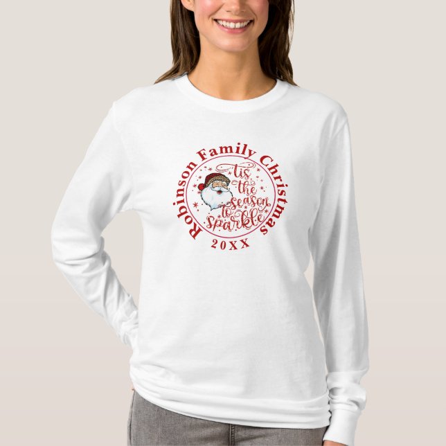 Anpassad namnmatchning för jultomten i familjen t shirt (Framsida)