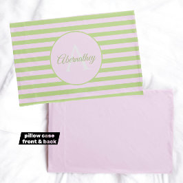 Anpassad namnmonogram Pastel Rosa Grönt strimlad