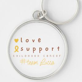 Anpassad namnnyckelkedja för barncancer rund silverfärgad nyckelring