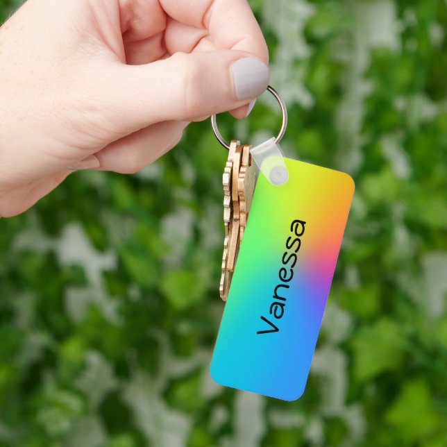 Anpassad namnnyckelkedja för Regnbåge Nyckelring (Hand)