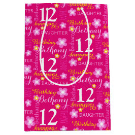 Anpassad namnpresentsäck för rosa av 12:e-födelsed