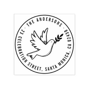 Anpassad namnrunda för Modern Peace Dove-Returadre Stämpel