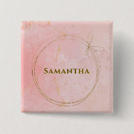 Anpassad namnruta för Rosa och Guld Knapp