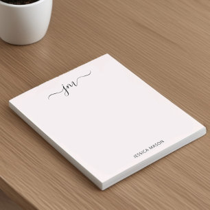 Anpassad namnskript Monogram Modern Minimalistisk Anteckningsblock