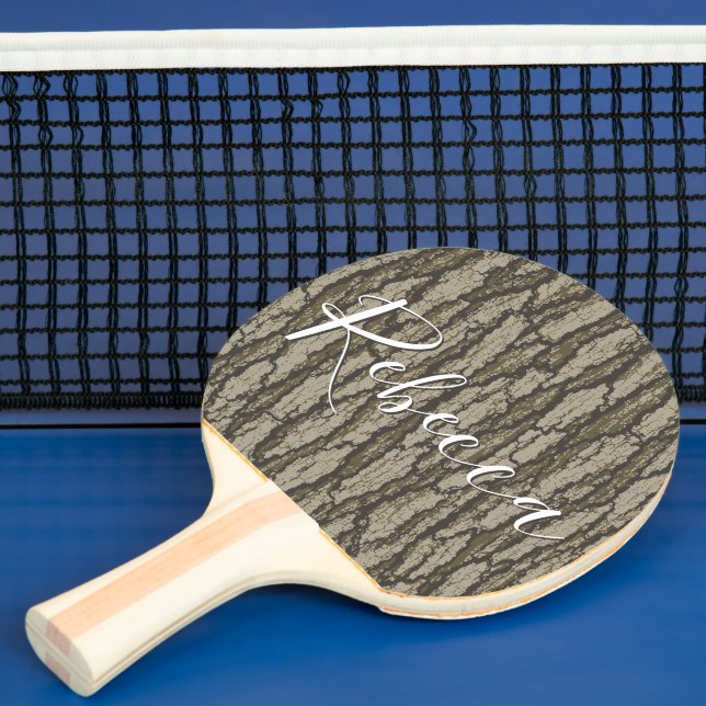 Anpassad Namnskylt Ek Träd Bark Camouflage Pingisracket (Insitu)