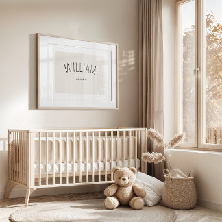 Anpassad namnskylt för babypojke Minimalistisk kon Poster