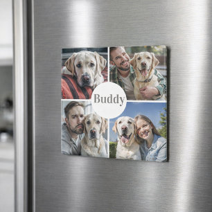 Anpassad namnskylt för fotokollage Hundmagnet Magnet