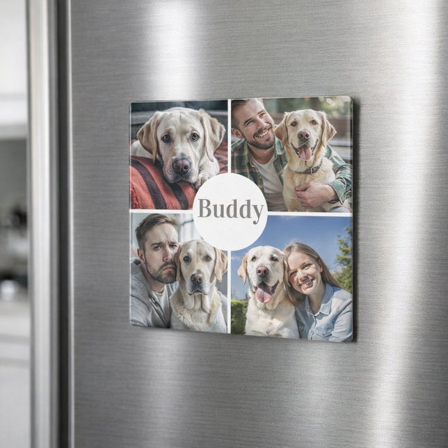 Anpassad namnskylt för fotokollage Hundmagnet Magnet (Skapare uppladdad)